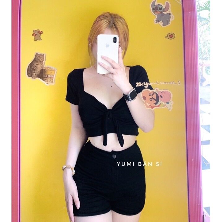 Áo Croptop Cột Ngực Có Mút chất thun borzip