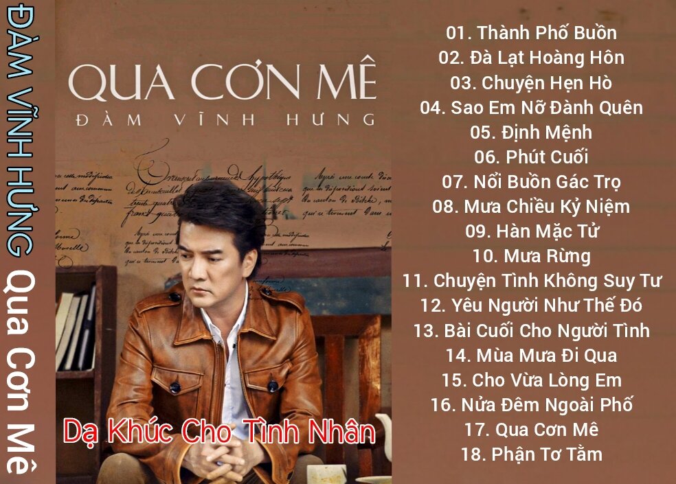 ( chất lượng cao) 1 cuốn băng cassette , Album Đàm Vĩnh Hưng - Qua Cơn Mê ( dạ khúc cho tình nhân số 2)