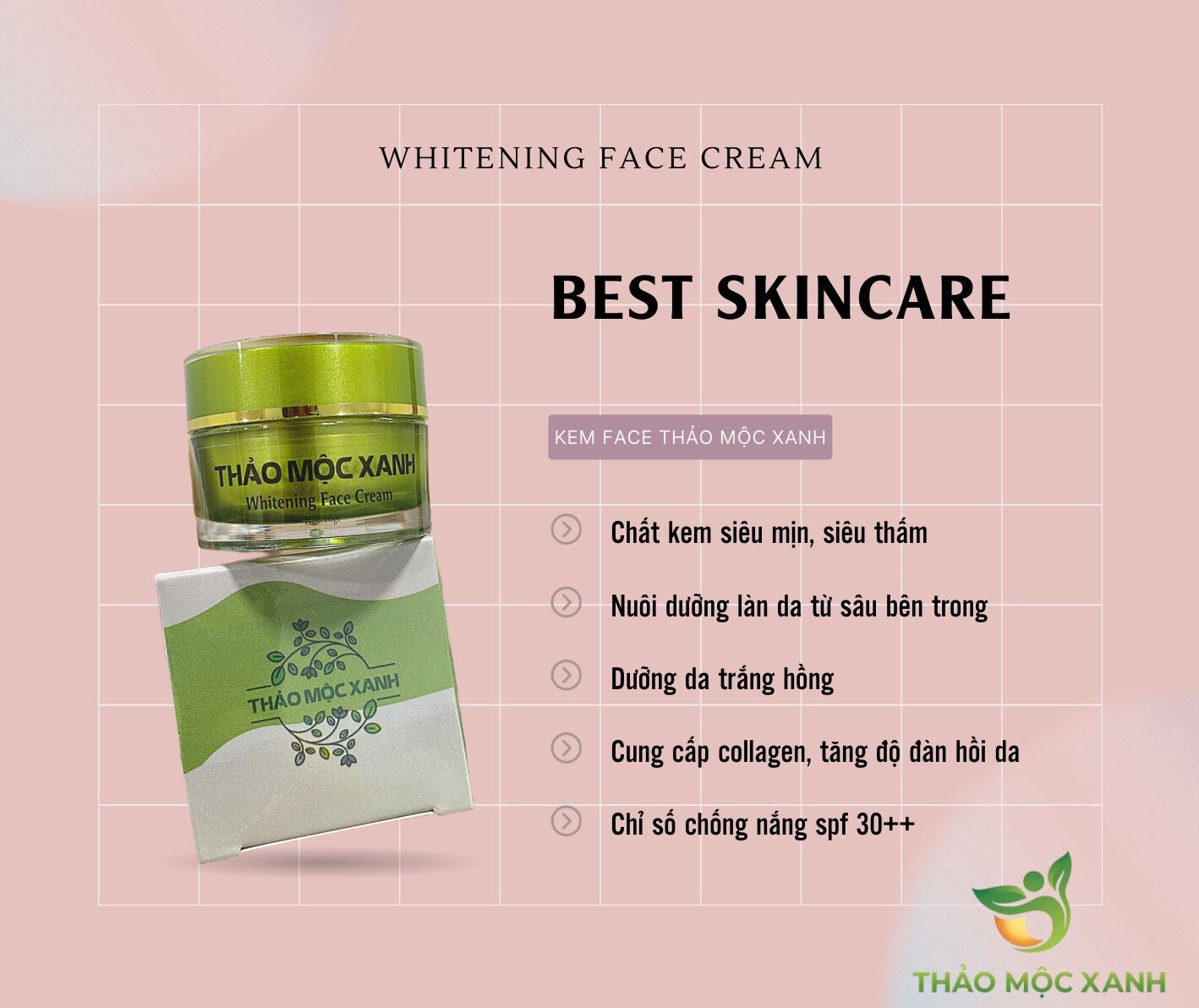 Combo Dưỡng Trắng Thảo Mộc Xanh ( 1 SRM - 1 Vàng - 1 Face)