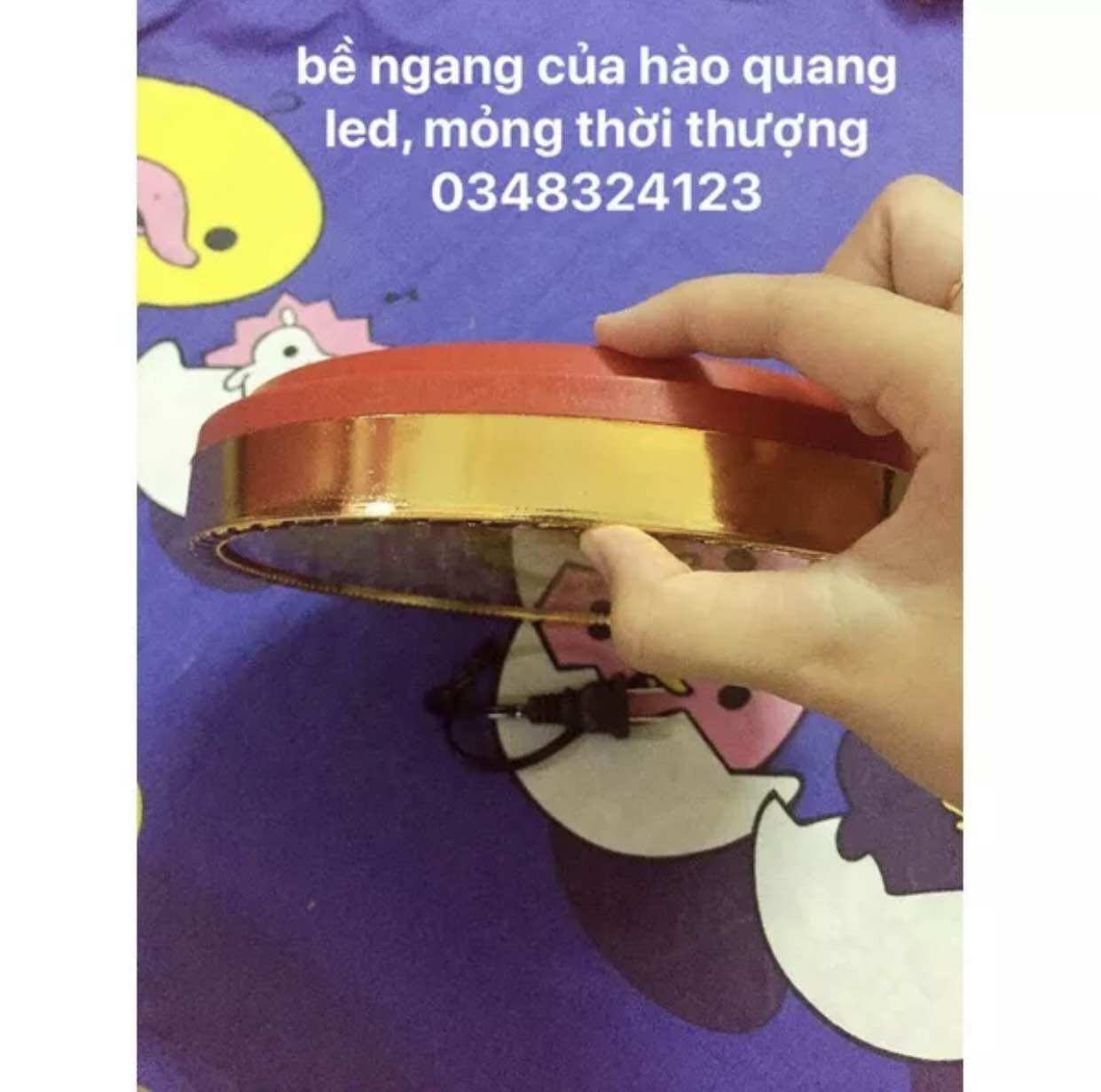 Đèn hào quang thờ phật, led siêu sáng 25cm, nền sen/vạn
