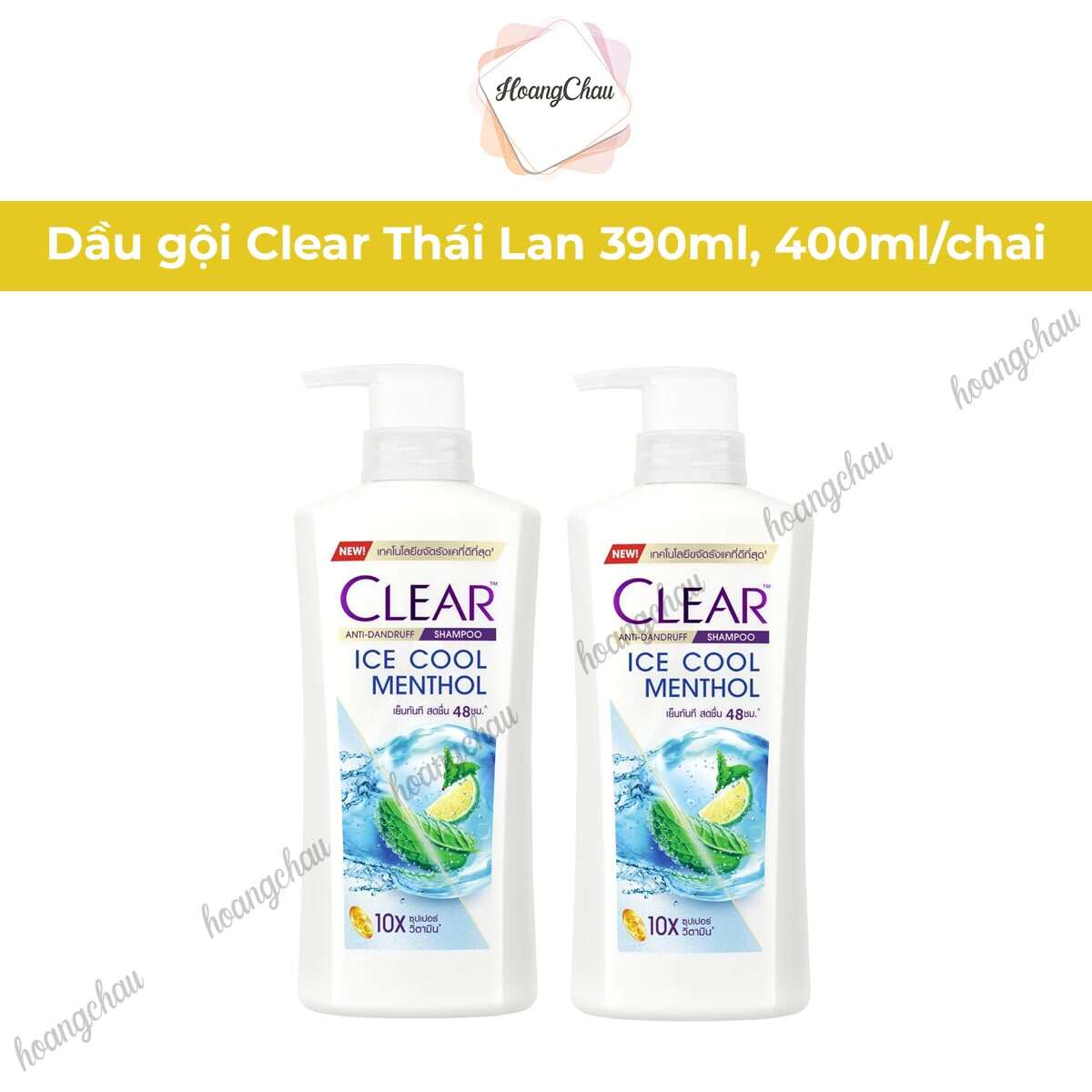 (sét 2 chai) Dầu gội đầu clear Thái Lan bạc hà