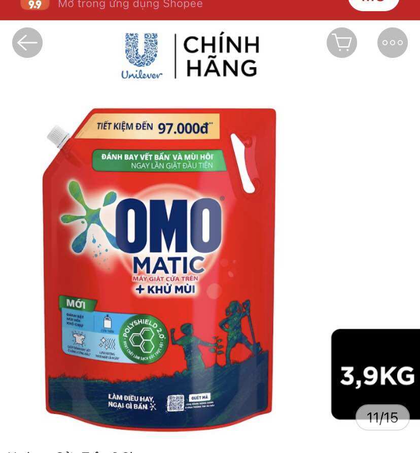 Nước giặt OMO CỬA TRÊN 3,4L