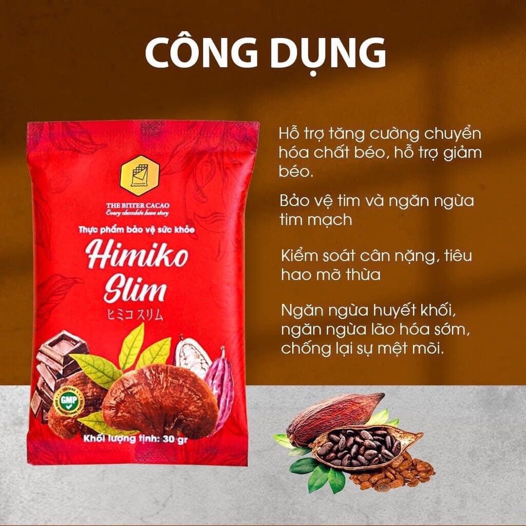 (COMBO 3 HỘP) Giảm Cân Cacao Himiko Slim Thebitter [ HÀNG CHÍNH HÃNG ]