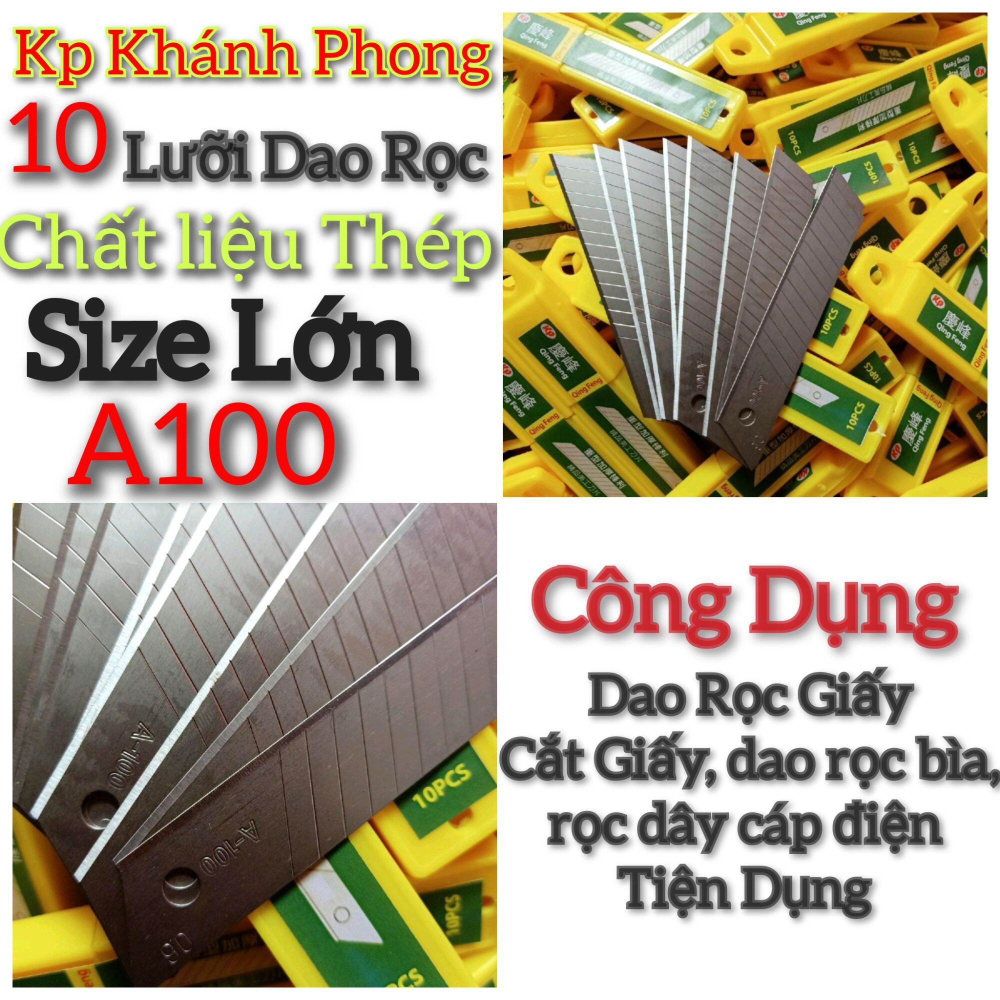 1 hộp 10 lưỡi dao rọc giấy kp loại lớn a100