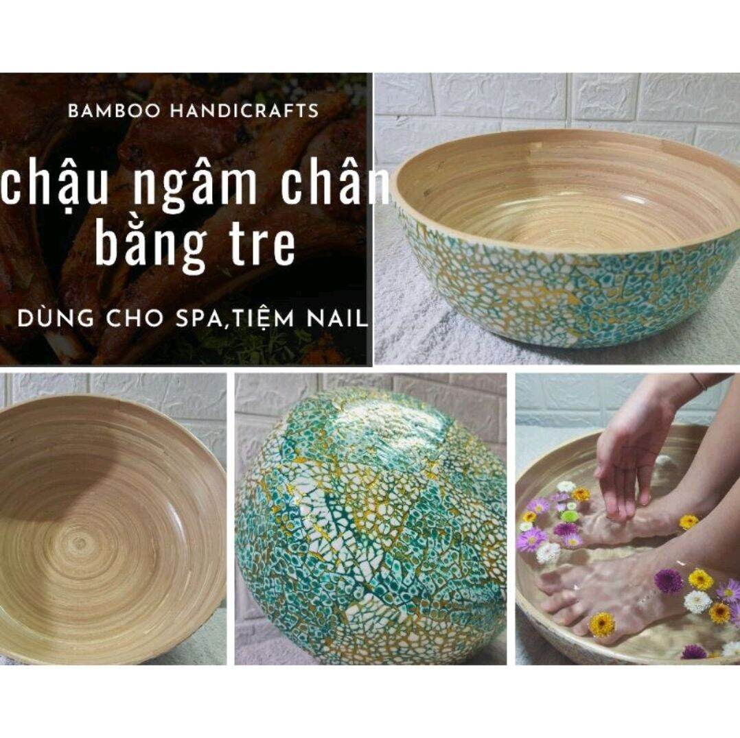 chậu ngâm chân bằng tre dùng cho Spa,kích thước 30*12cm, Dung tích 6 lít.