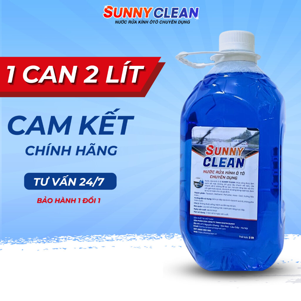 Combo 2 chai nước rửa kính ô tô chuyên dụng 2 can 2 lít chính hãng sunnyclean