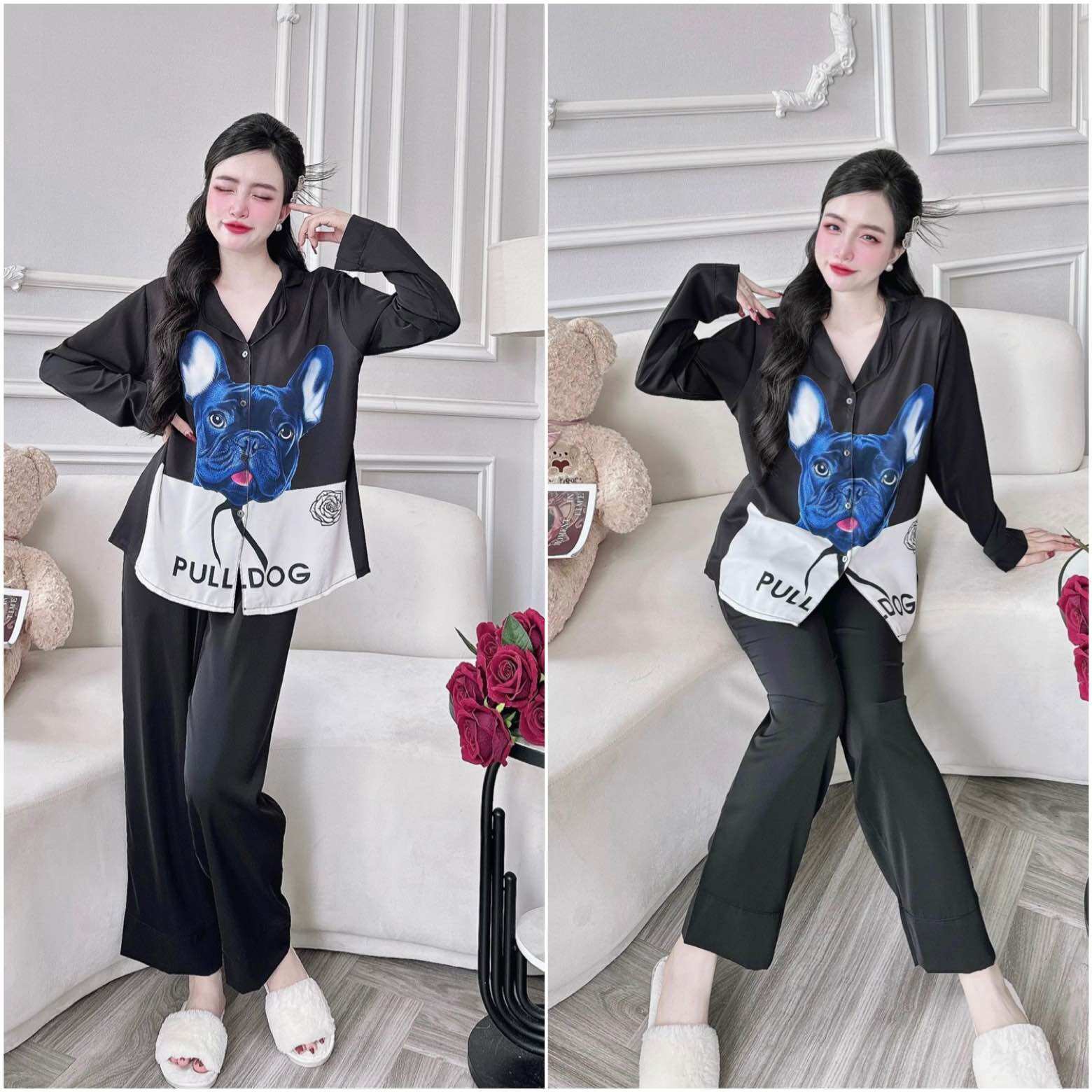 (50-110kg) Đồ Bộ Lụa Mango In 5D Tay Dài Quần Dài