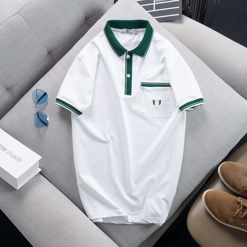 Áo thun polo nam trắng viền cồ kiểu