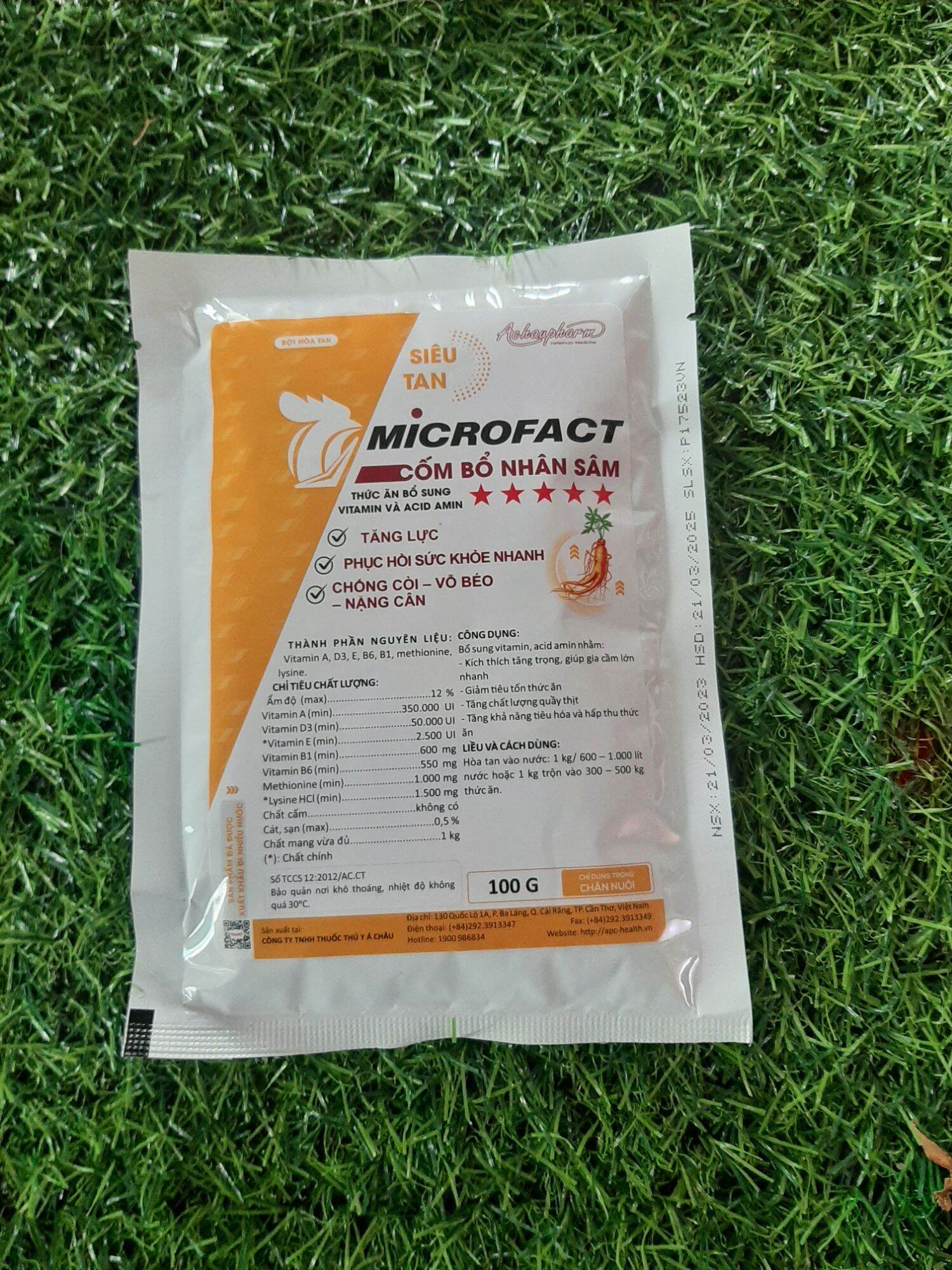 MICROFACT 100g CỐM BỔ NHÂN SÂM TĂNG LỰC - TĂNG ĐỀ KHÁNG CHO GÀ