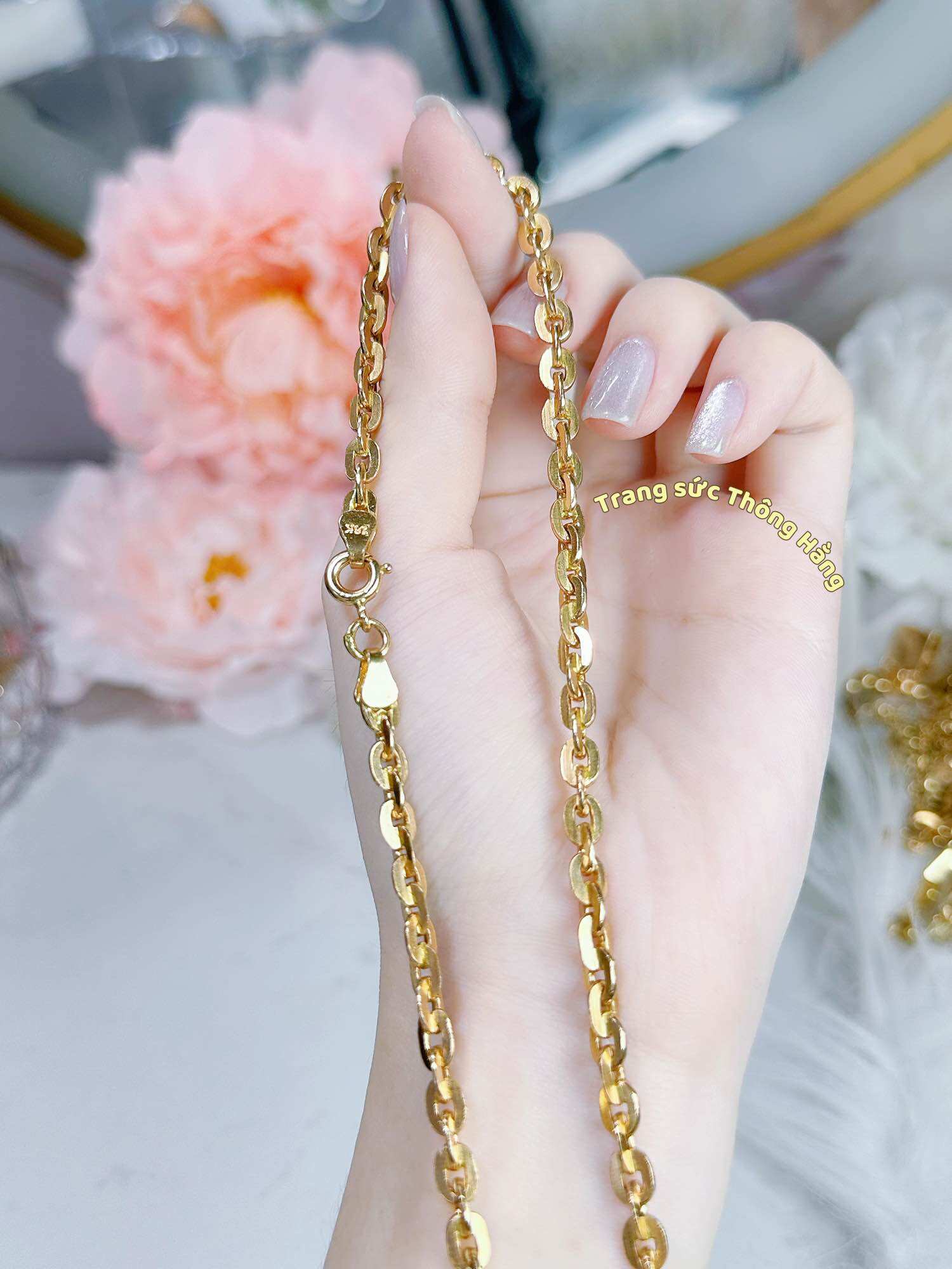Dây chuyền đồng mẫu cong khế khoá tròn có ký hiệu ~7chỉ