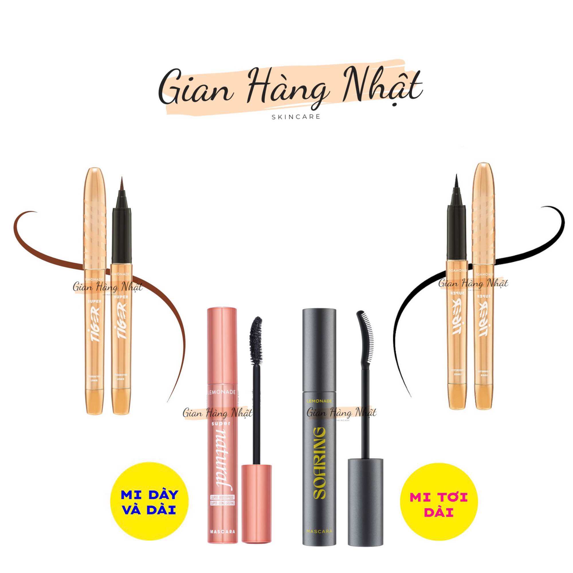 Combo Bút Kẻ Mắt SuperTiger Micro Eyeliner và Chuốt Mi Mascara Lemonade