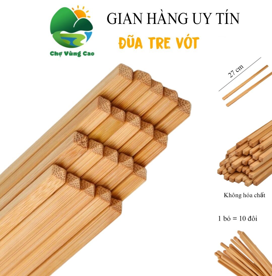 10 đôi đũa tre vót tay thủ công