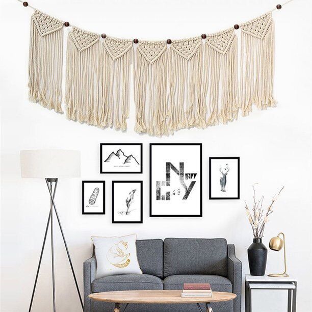 Rèm trang trí macrame handmade, phong cách Bohemian