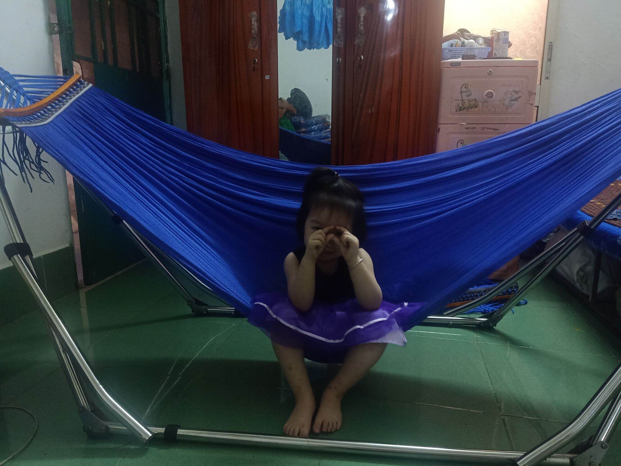 võng lưới  2lop cán gỗ cao cấp