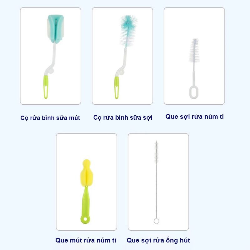 Cọ rửa bình sữa 5 chi tiết xoay 360 độ