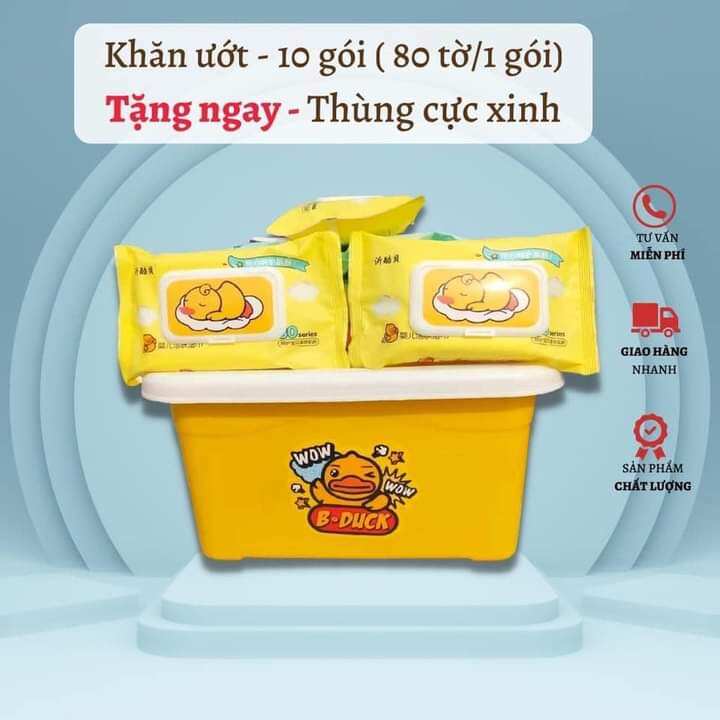 0thùng 10 gói giấy ướt vịt vàng tặng kèm thùng nhựa🔺🔺🔺