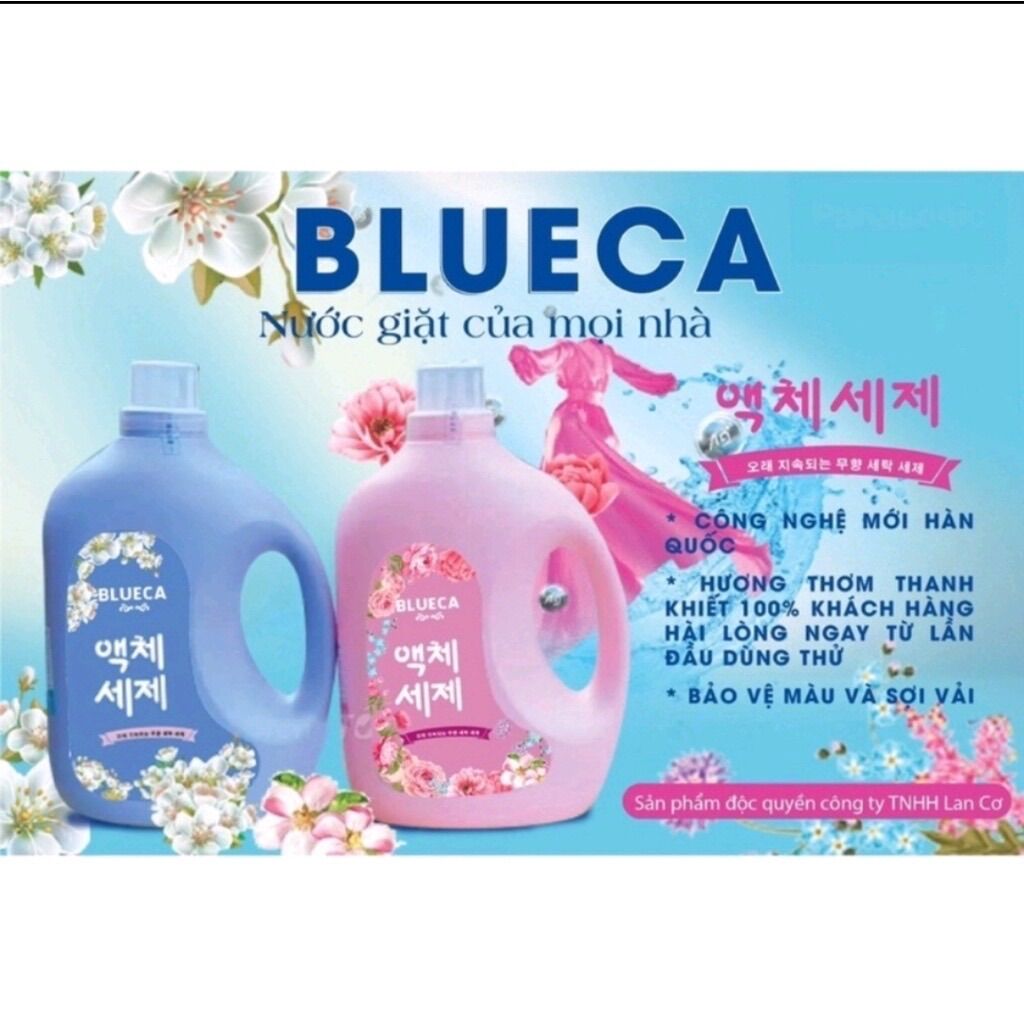 Nước giặt xả blueca công nghệ hàn quốc - can 2l đậm đặc - hương nước hoa