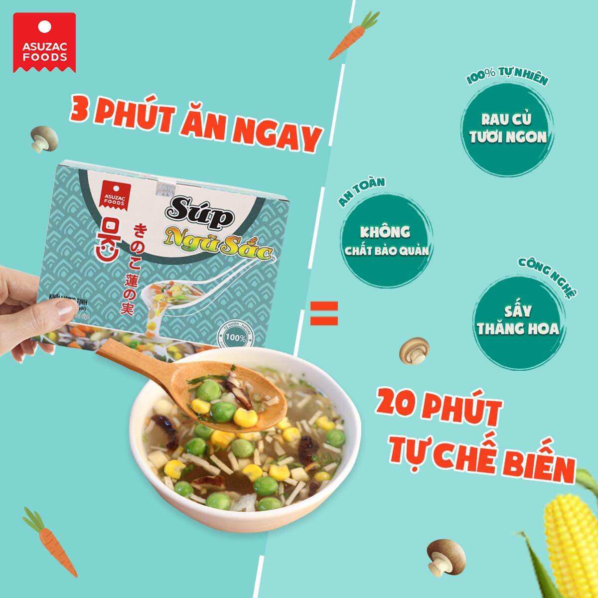 Súp cua , súp ngũ sắc Asuzac 30g