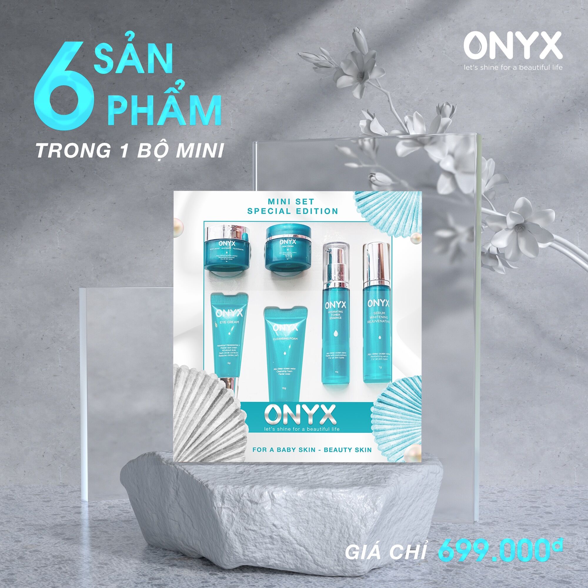 Set Mini ONYX Trọn Bộ 6 Món Chăm Sóc Da ONYX Cosmetics Bảo Thy