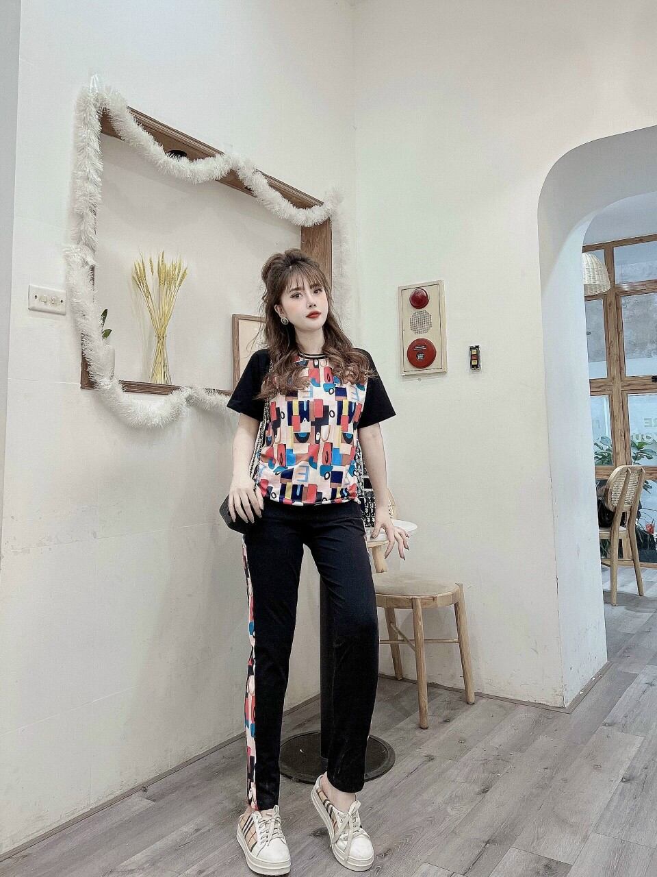 Bộ đồ nữ thun cotton in họa tiết 3D cao cấp
