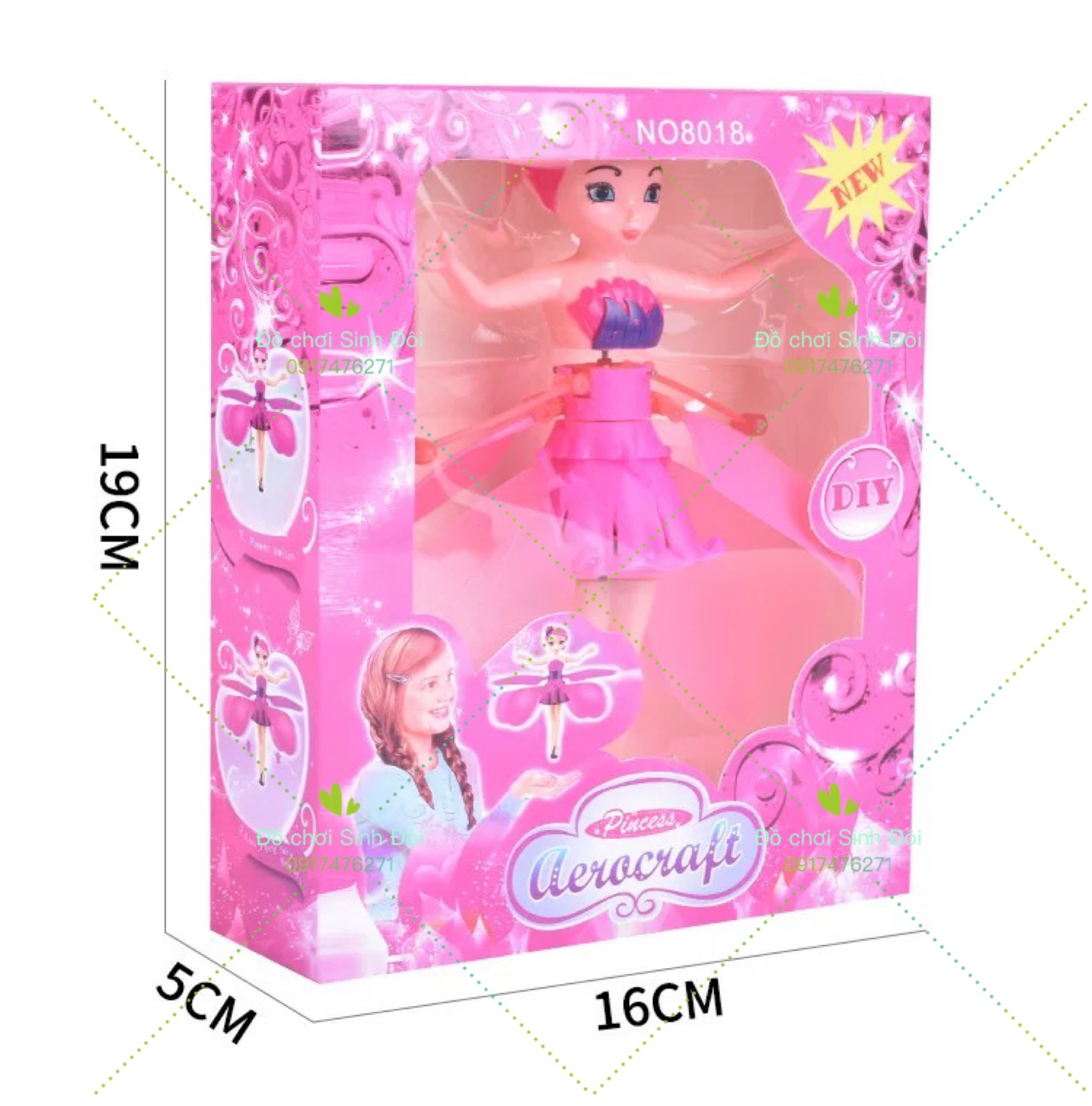 Búp bê bay cảm ứng - màu xanh