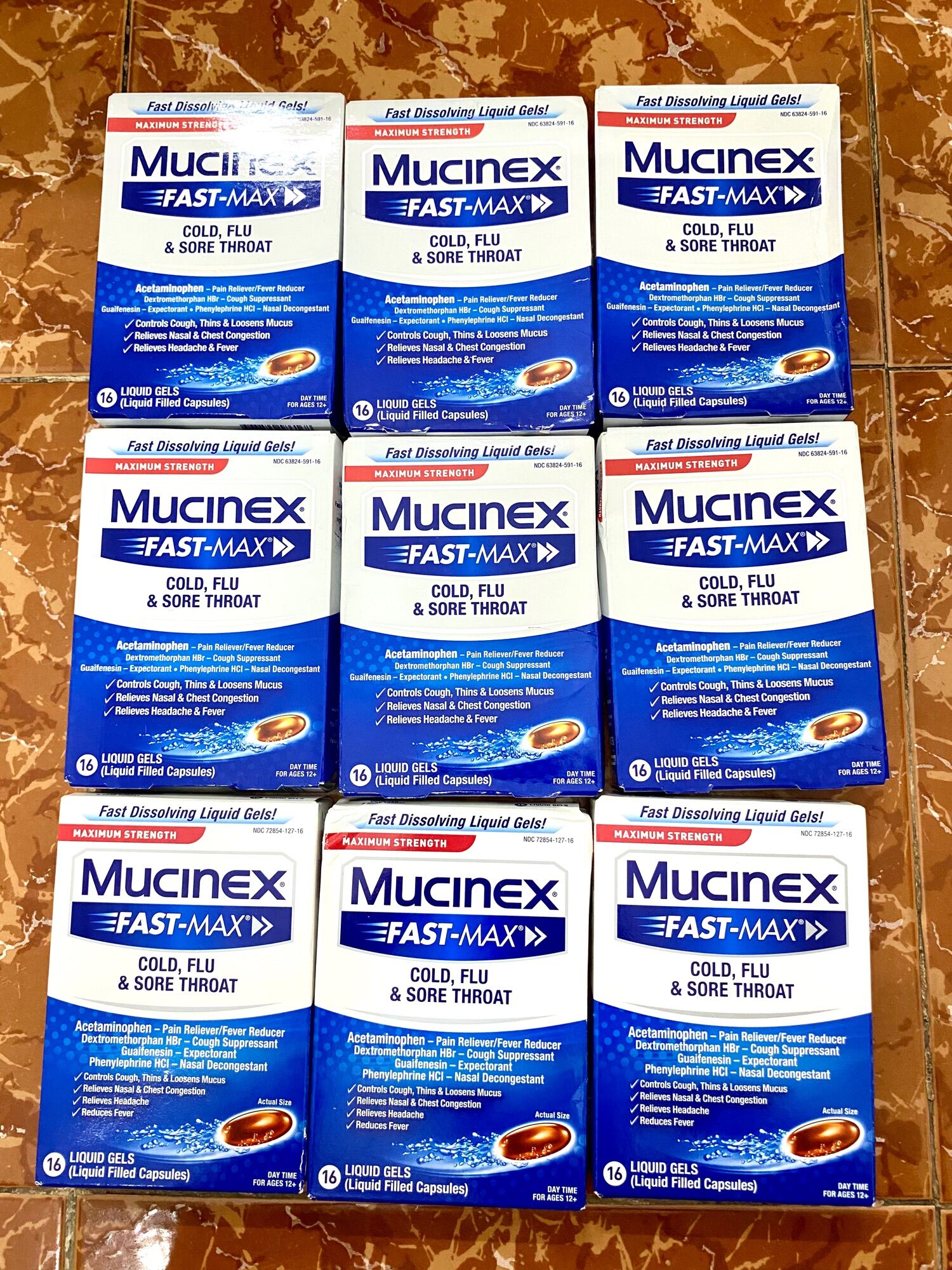 DATE 5-9 23 Viên uống Mucinex Fast-Max Cold, Flu & Sore Throat 16 viên