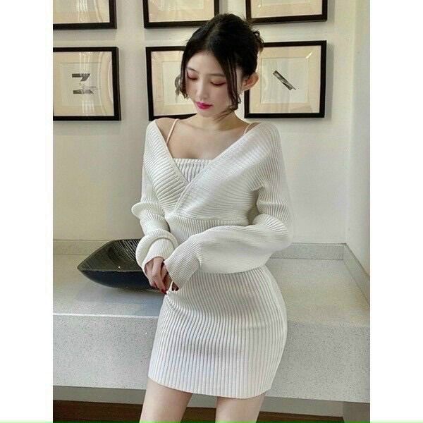 Đầm Body Gân Phối Yếm