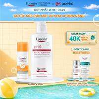 Bộ đôi Sữa rửa mặt không gây kích ứng cho da nhạy cảm Eucerin pH5 Facial Cleanser 400ml & Kem chống nắng kiềm dầu & ngừa mụn Eucerin Sun Dry Touch SPF50+ 50ml