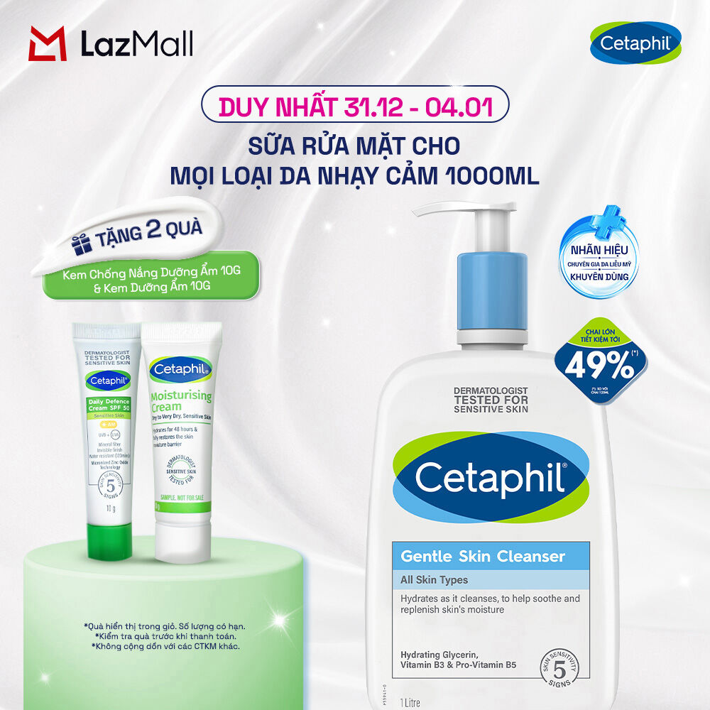 Sữa rửa mặt dịu lành cho da nhạy cảm Cetaphil Gentle Skin Cleanser 1000ml