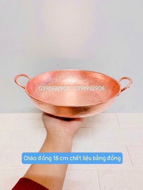 Chảo đồng đỏ 18cm x4 cm chất liệu bằng đồng 💯
