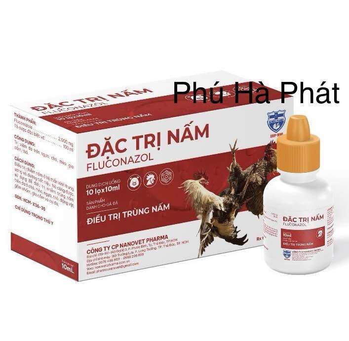 Fluconazol 2000mg - giải pháp nấm diều, nấm nội tạng, nấm phổi, cóc hầu trên gà đá, chim cảnh, mèo