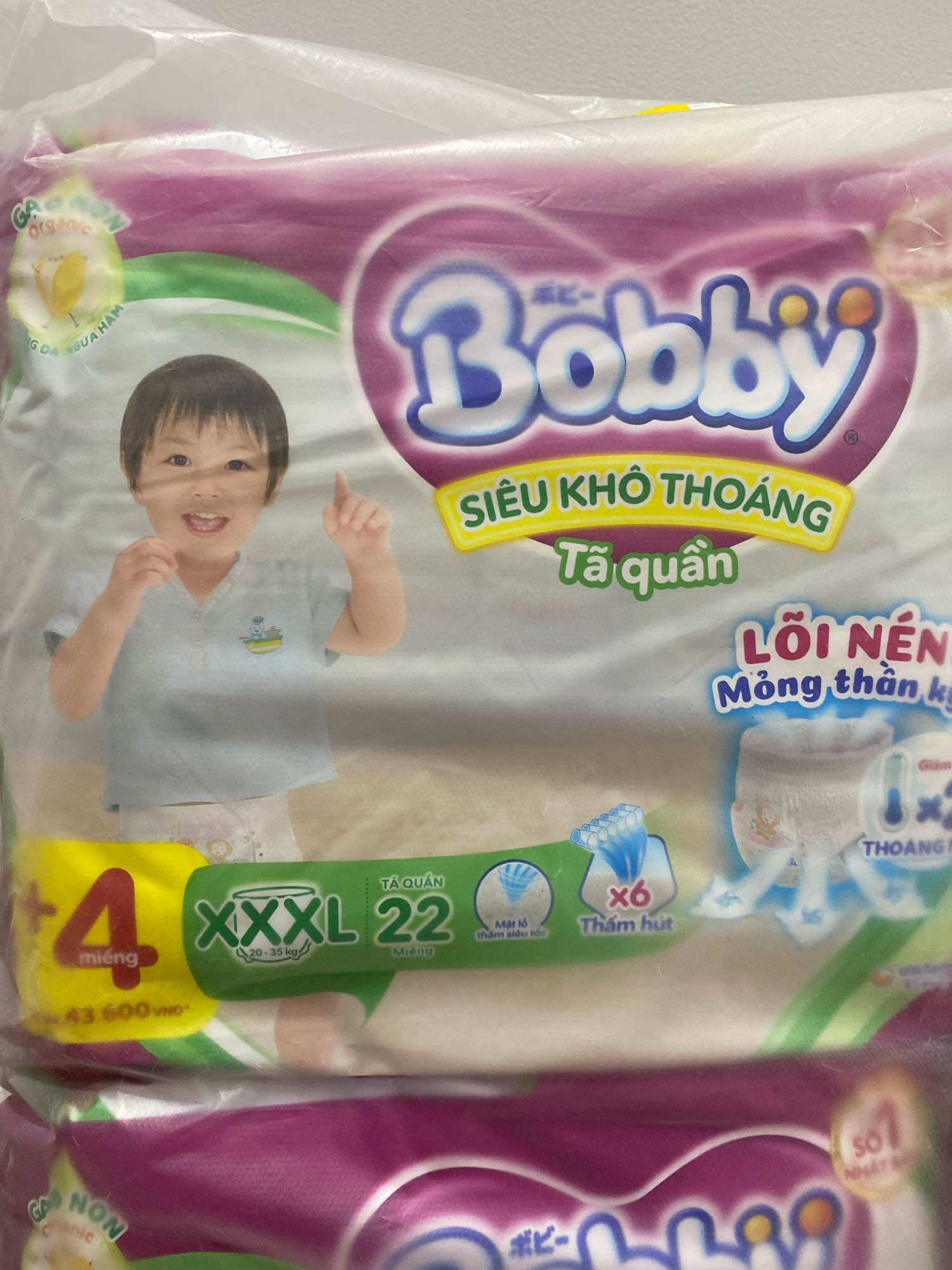 Tã quần bobby size xxxl22 tặng 4 miếng/ bỉm bobby mới tặng thêm 4 miếng