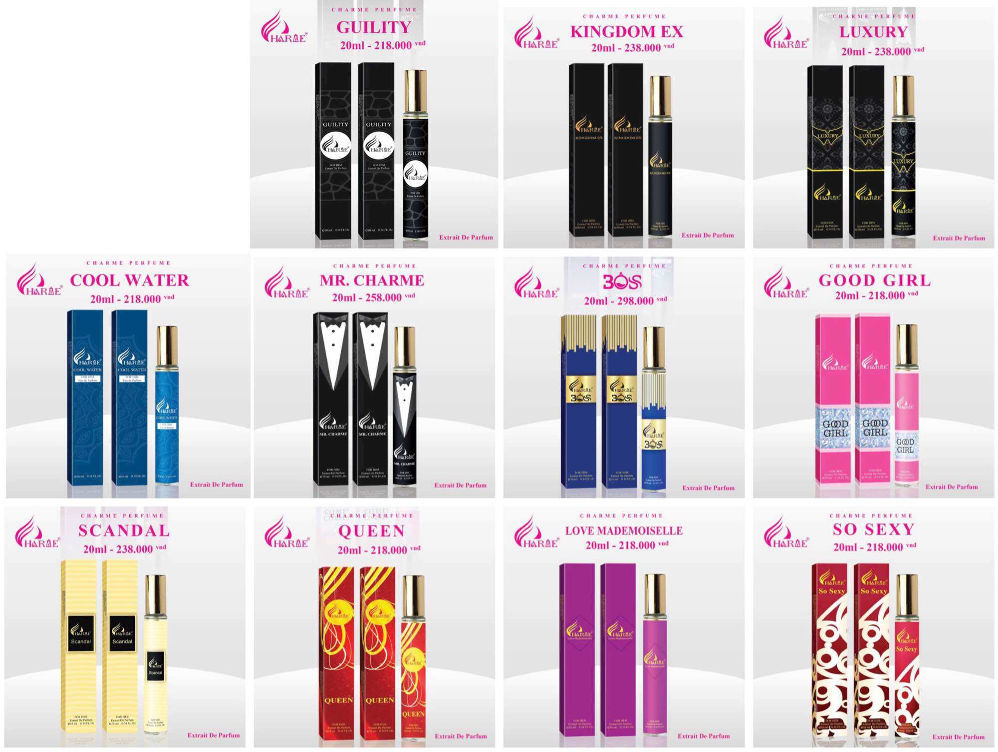 Combo 2 chai nước hoa 10ml Guility - Cool - Good girl - Boss - scandal - kingdom - mrchame - love