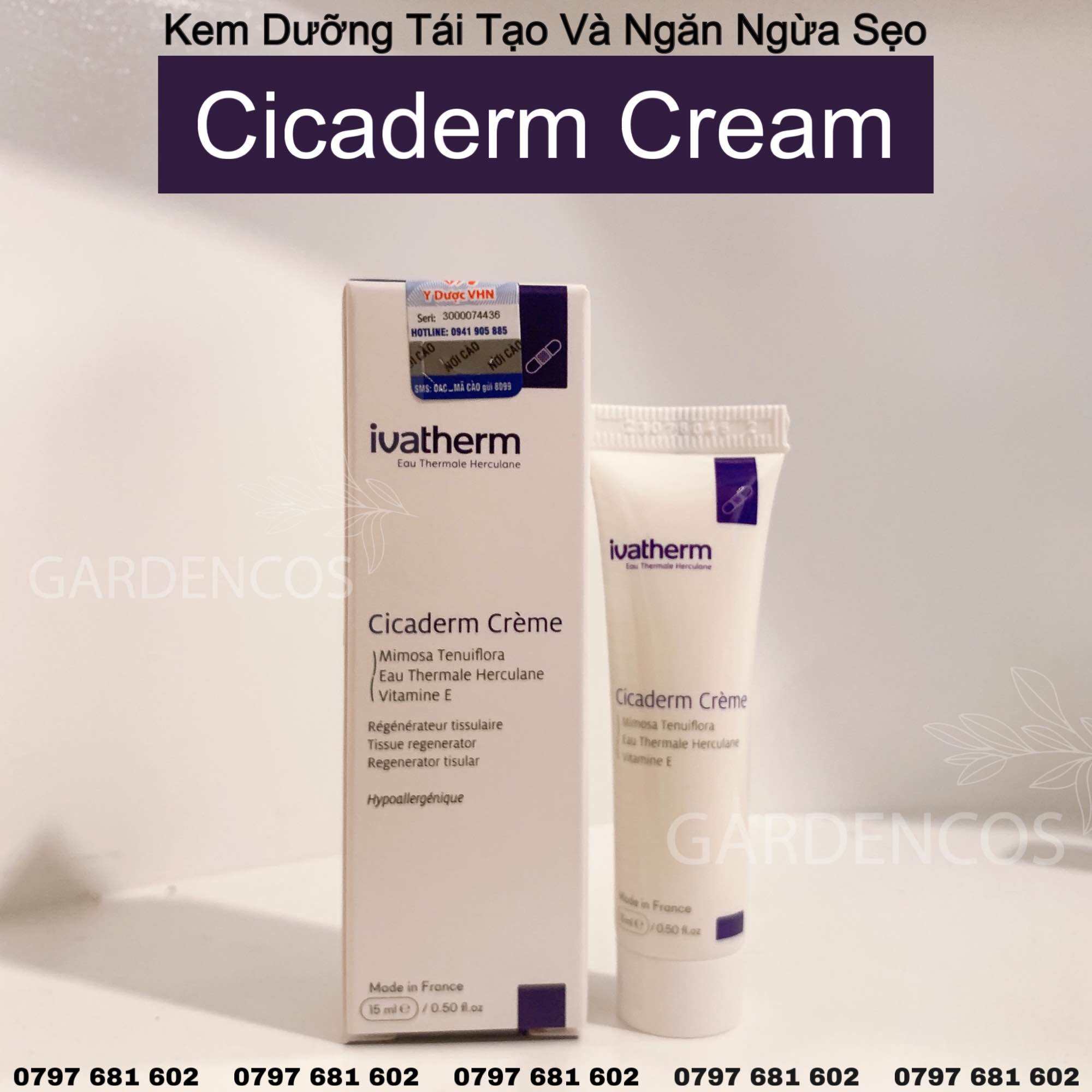 Kem Tái Tạo Ngăn Ngừa Sẹo Phục Hồi Da Ivatherm Cicaderm Cream