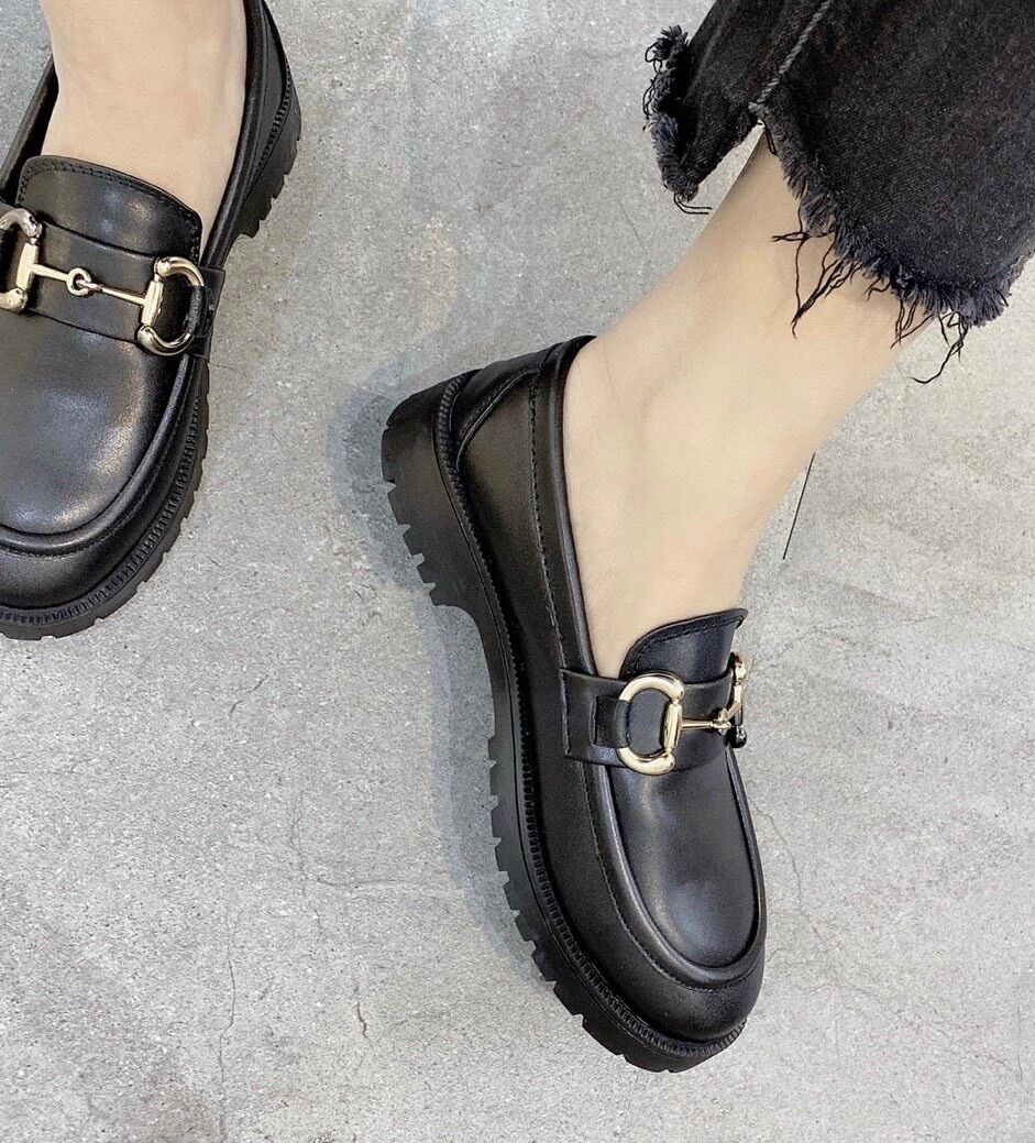 Boot nữ cổ thấp oxford độn đế bóng lì siêu đẹp