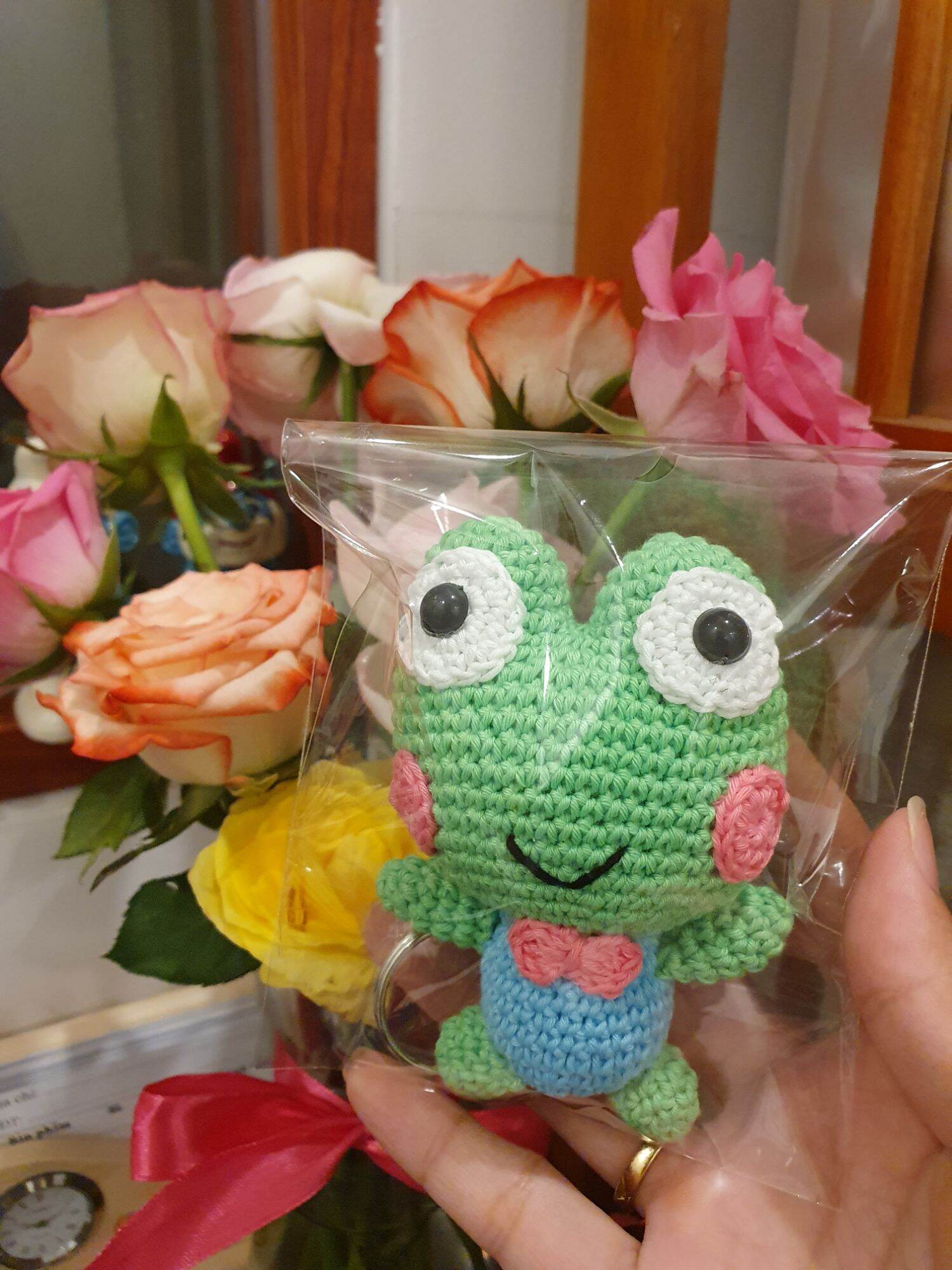 Móc khóa Chú ếch con handmade bằng len