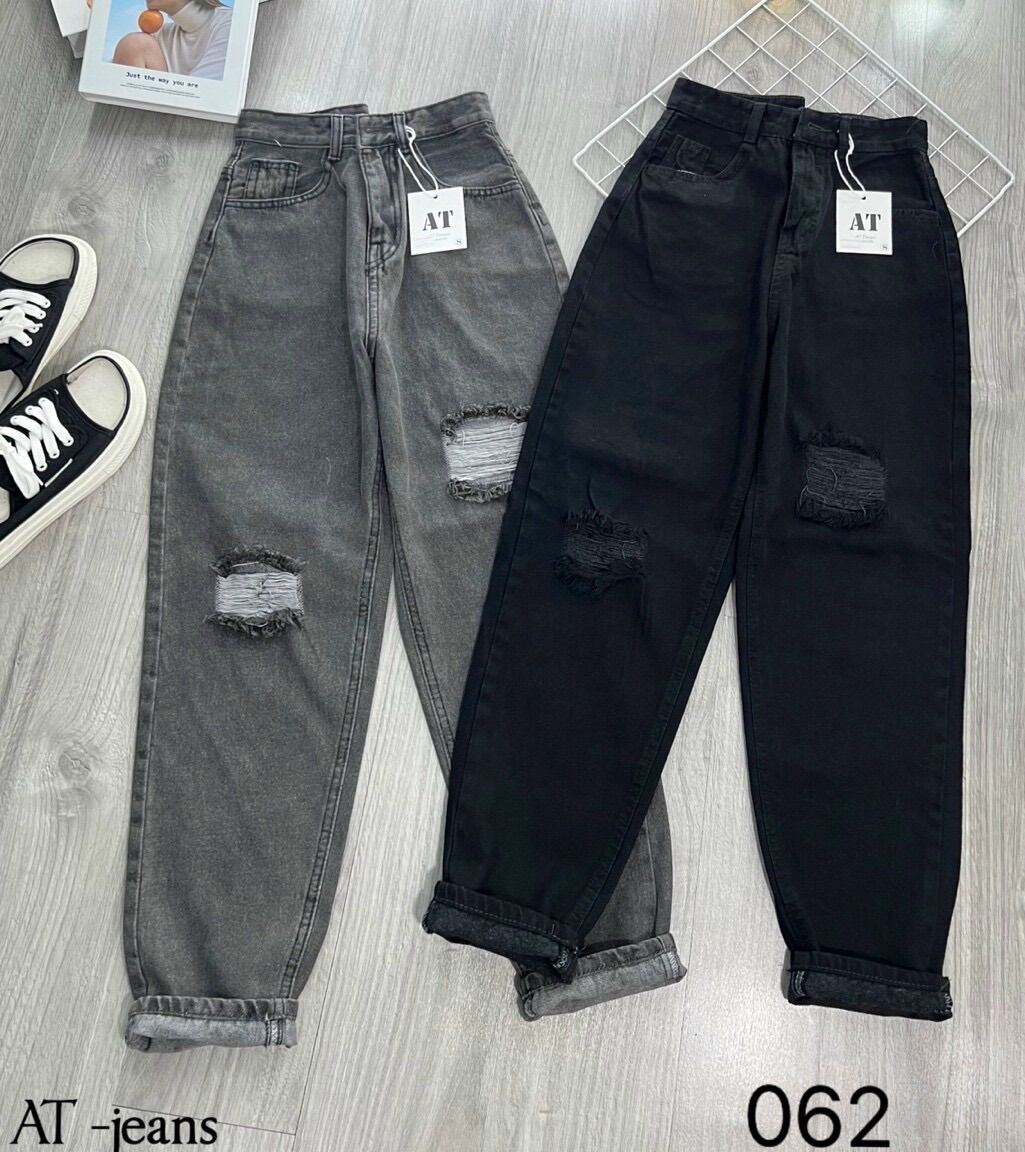 Baggy jeans lưng cao rách 2ô