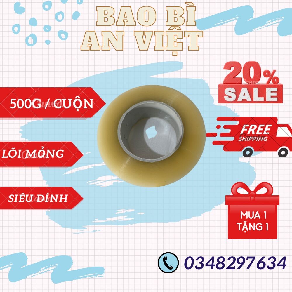 Băng keo băng dính 500g lõi nhựa mỏng siêu dính siêu tiết kiệm