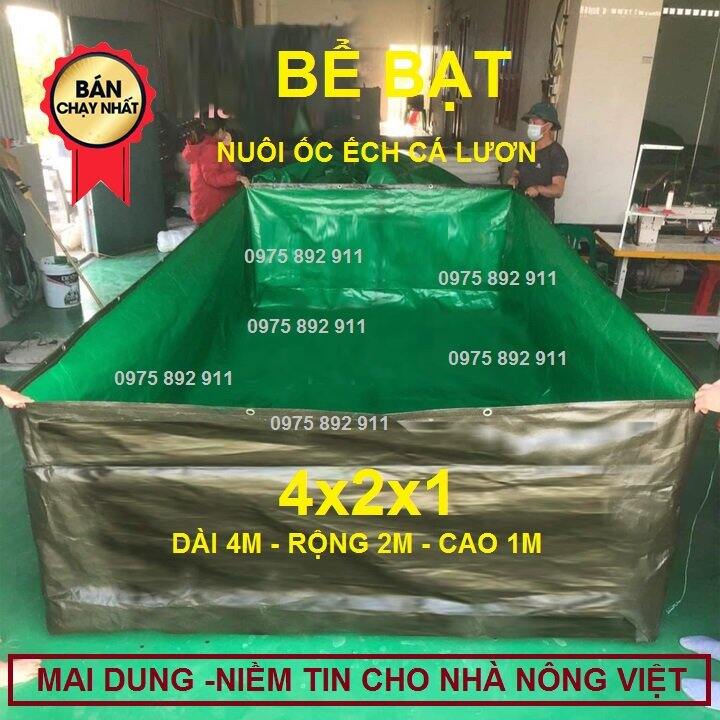 Bể bạt nuôi ốc ếch cá lươn 4x2x1 - loại xanh bộ đội