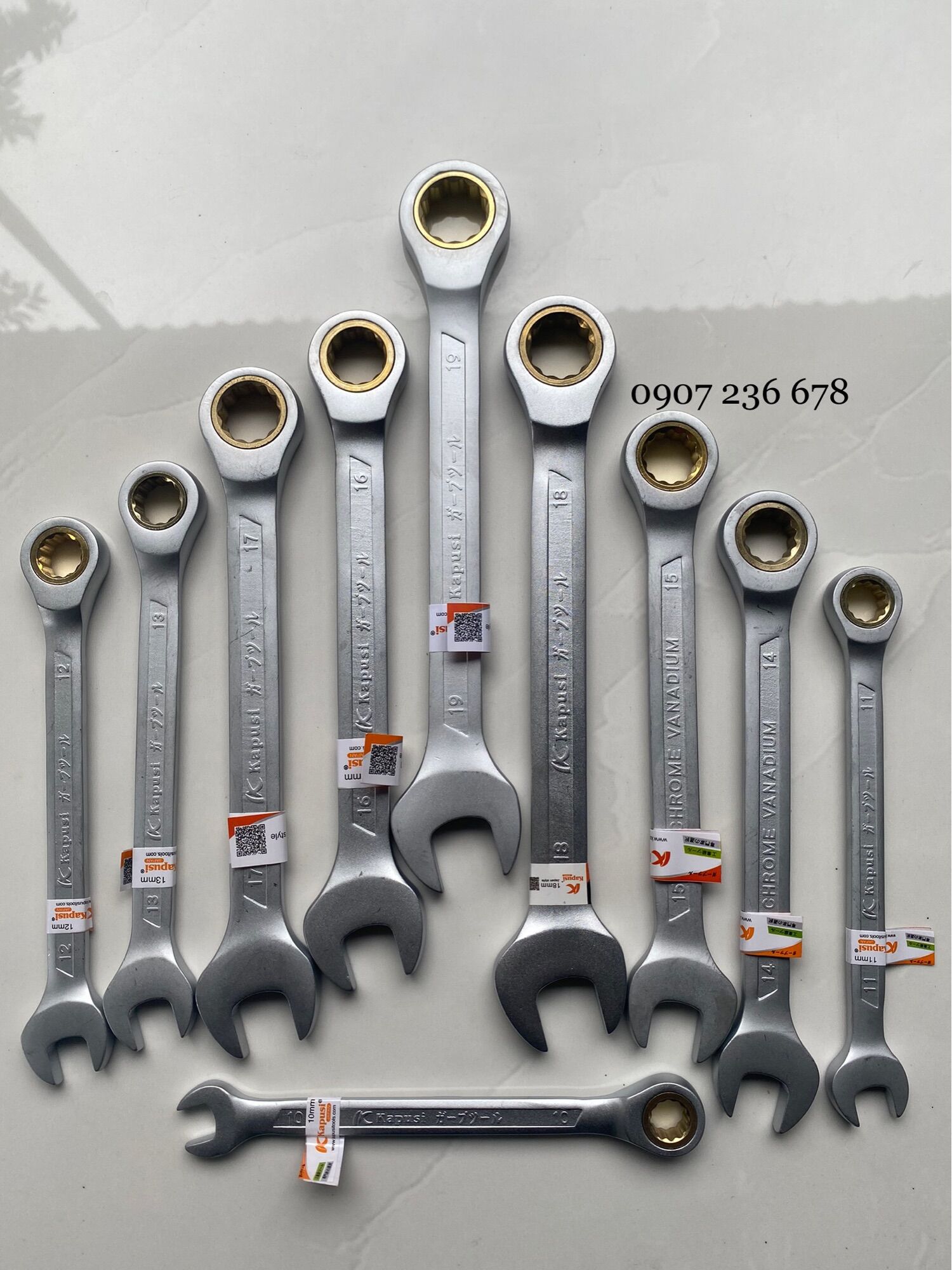 Bộ cờ lê vòng miệng tự động đảo chiều kapusi nhật bản cao cấp