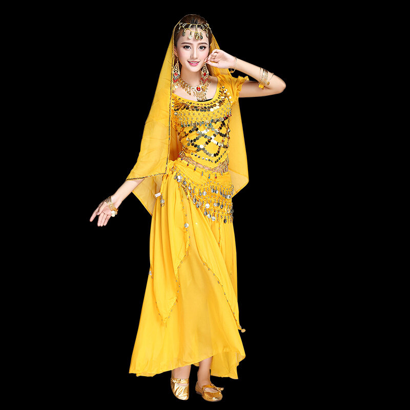 Trang phục biểu diễn múa ấn độ tân cương váy dài phong cách dân tộc múa bụng nữ trang phục múa bụng trang phục múa thiếu nữ thiên trúc