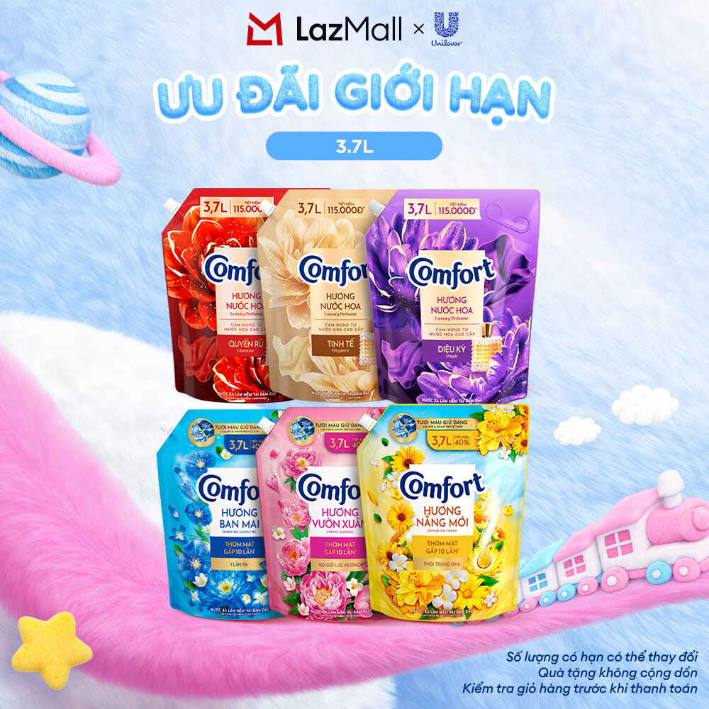 Nước Xả Vải Comfort Thơm Mát Gấp 10 Lần / Hương Nước Hoa 100 Giờ Lưu Hương Túi 3.7L (bao bì tùy lô nhập hàng)