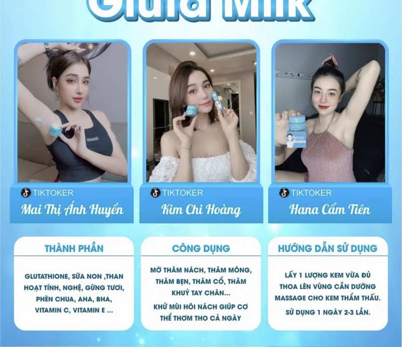 Kem thâm hôi nách gluta milk mua 1 tặng 1
