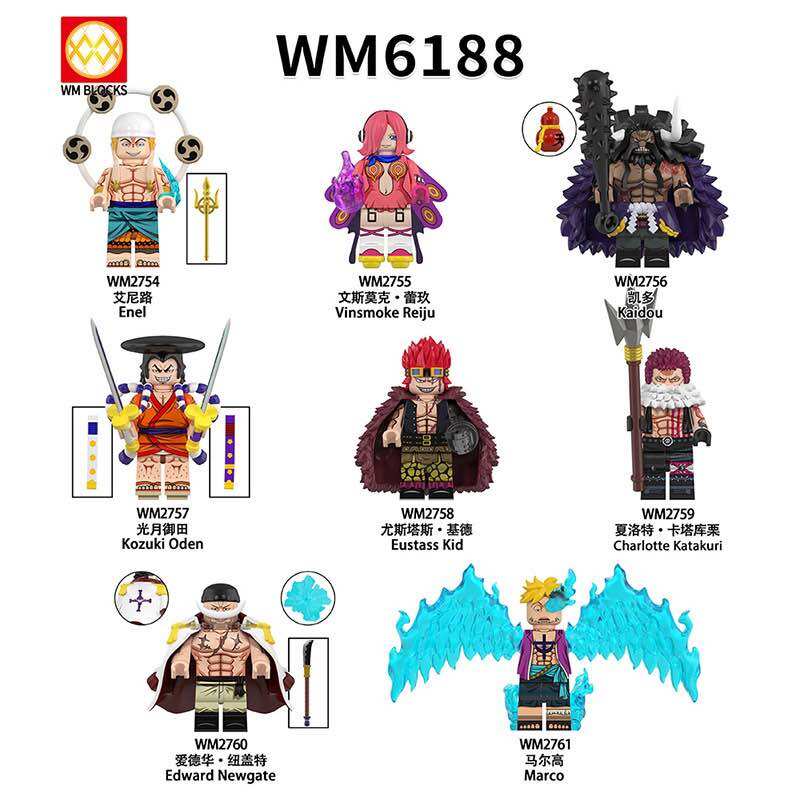 One Piece Đồ Chơi Lắp Ráp Các Nhân Vật Truyện Tranh One Piece, Kaidou, Enel, Macro, Râu Trắng (WM6188)