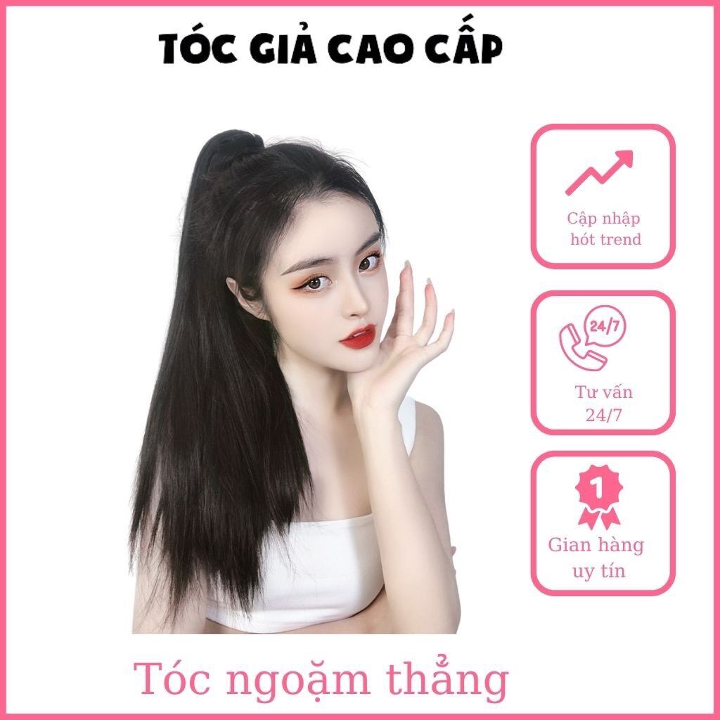 Tóc giả ngoặm thẳng dài 60cm ❇️