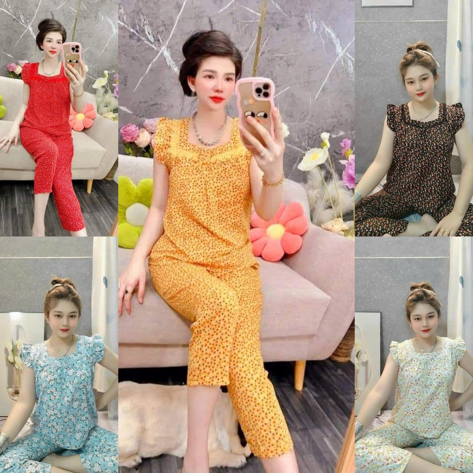 Đồ bộ 9 tấc lửng chất vải mango , latin , lụa mềm mát có túi size dưới 80kg