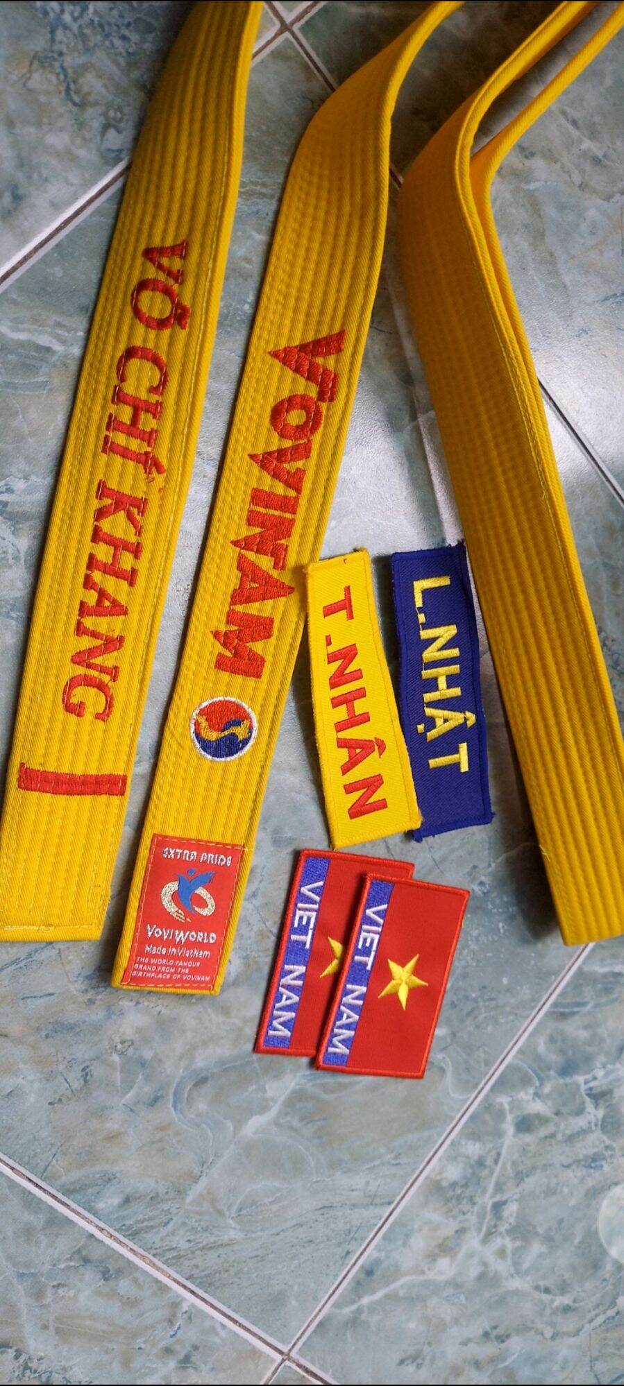 Đai vovinam loại tốt thêu tên theo yêu cầu