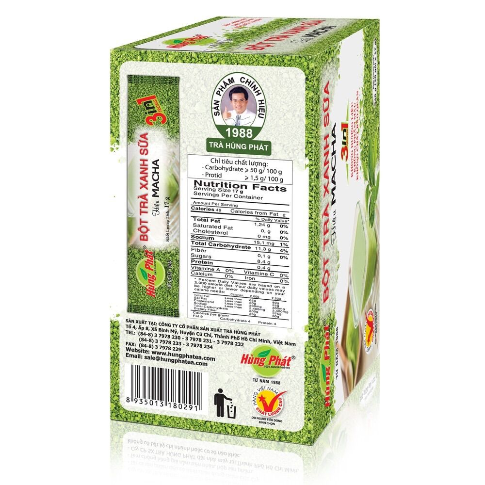 Bột trà xanh sữa Hùng Phát 340gr