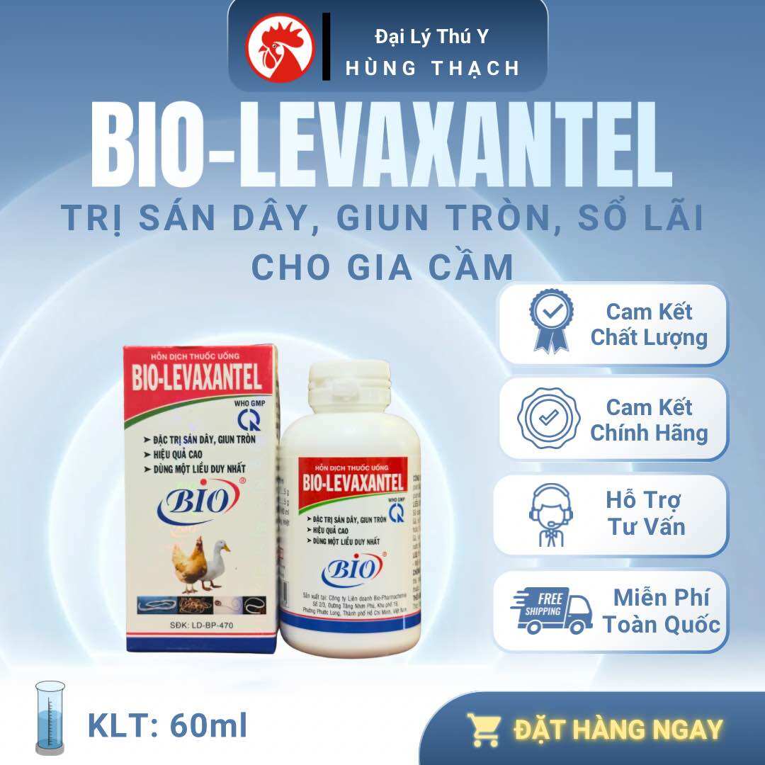Bio Levaxantel 60ml Thuốc tẩy giun , xỗ lãi, sán dây, sán lá trên gia cầm, gà đá, gà chọi, gà bầy
