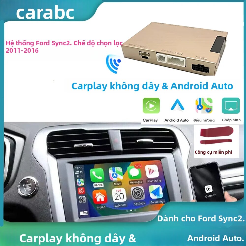 Bộ Giải Mã Carplay Không Dây Và Android Auto Cho Hệ Thống Ford Sync2 2011-2016, Tương Thích Với Explorer, Focus, Fiesta, C-max, Edge, F150, Fusion, Taurus Giá 5,874,000 Đồng*Miễn phí vận chuyển